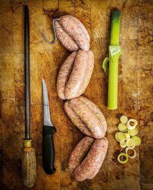 pork and leek sausages